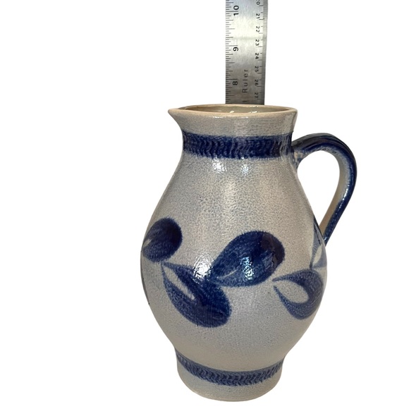 Stoneware Decorative Blue and Gray Jug Signed on Bottom - Picture 4 of 7